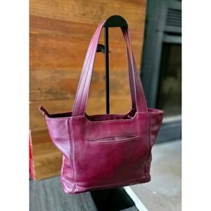 The Sak Leather Shoulder Tote in Deep Plum